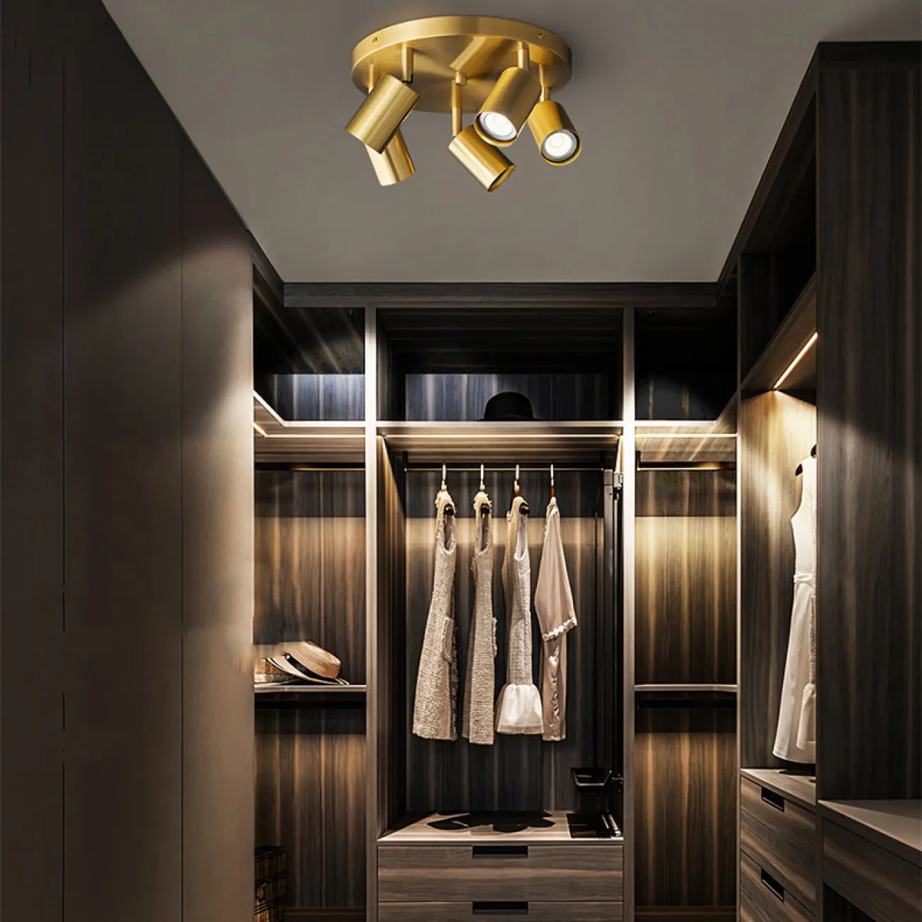 Серия светильников с поворотными цилиндрическими спотами на основании в форме диска из настоящей латуни SEDOR D25 Black Серия светильников с поворотными цилиндрическими спотами на основании в форме диска из настоящей латуни SEDOR D25 Black