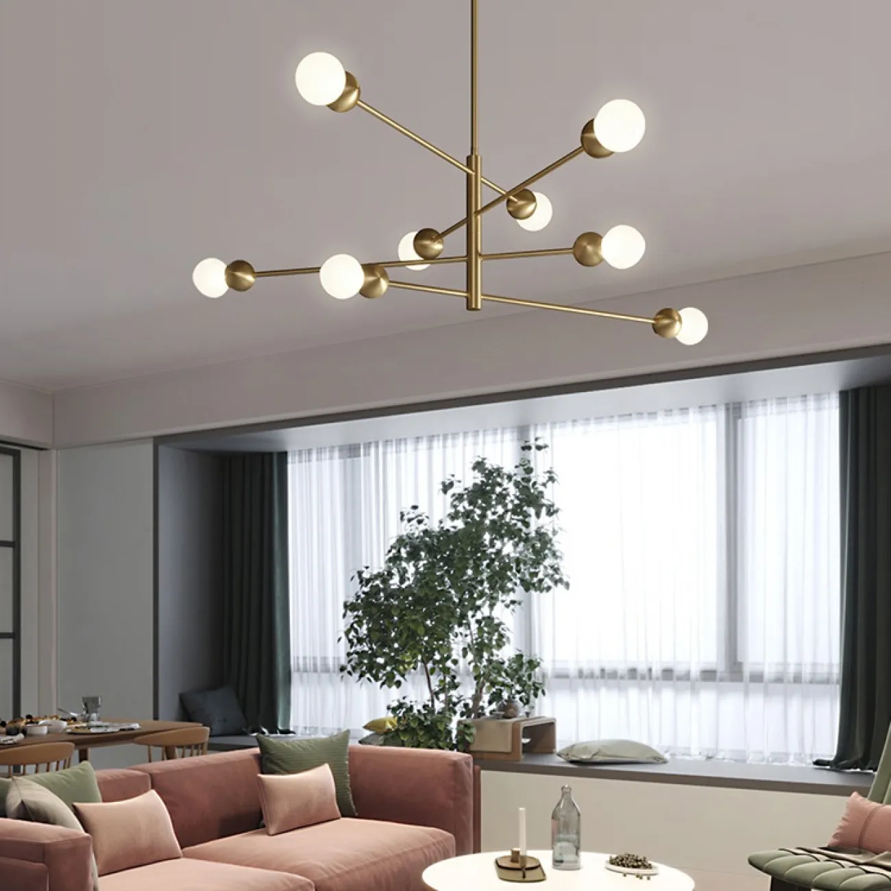 Люстра на штанге SALME L6 B Gold от ImperiumLoft