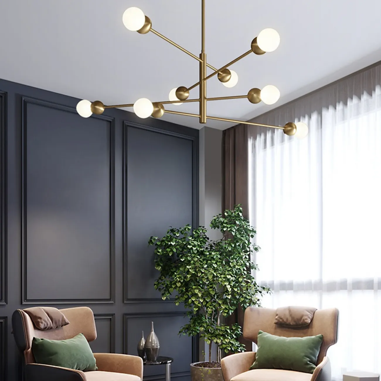 Люстра на штанге SALME L10 B Gold от ImperiumLoft