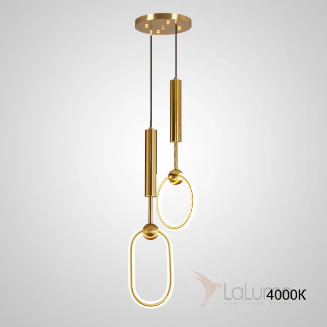 Готовая комбинация светодиодных светильников в виде светящихся колец в цилиндрических стержнях с шарами RING DUO B Brass 4000К