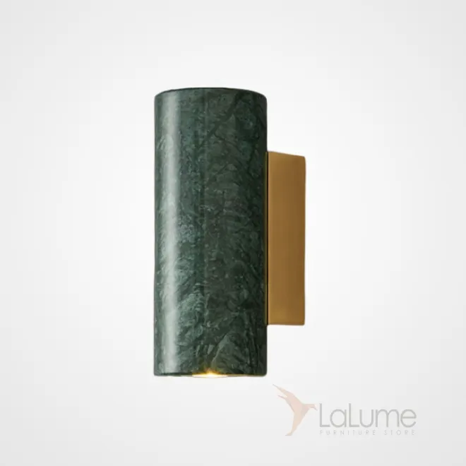 Серия настенных светильников с цилиндрическими плафонами из мрамора на прямоугольном креплении MYTH Green Серия настенных светильников с цилиндрическими плафонами из мрамора на прямоугольном креплении MYTH Green