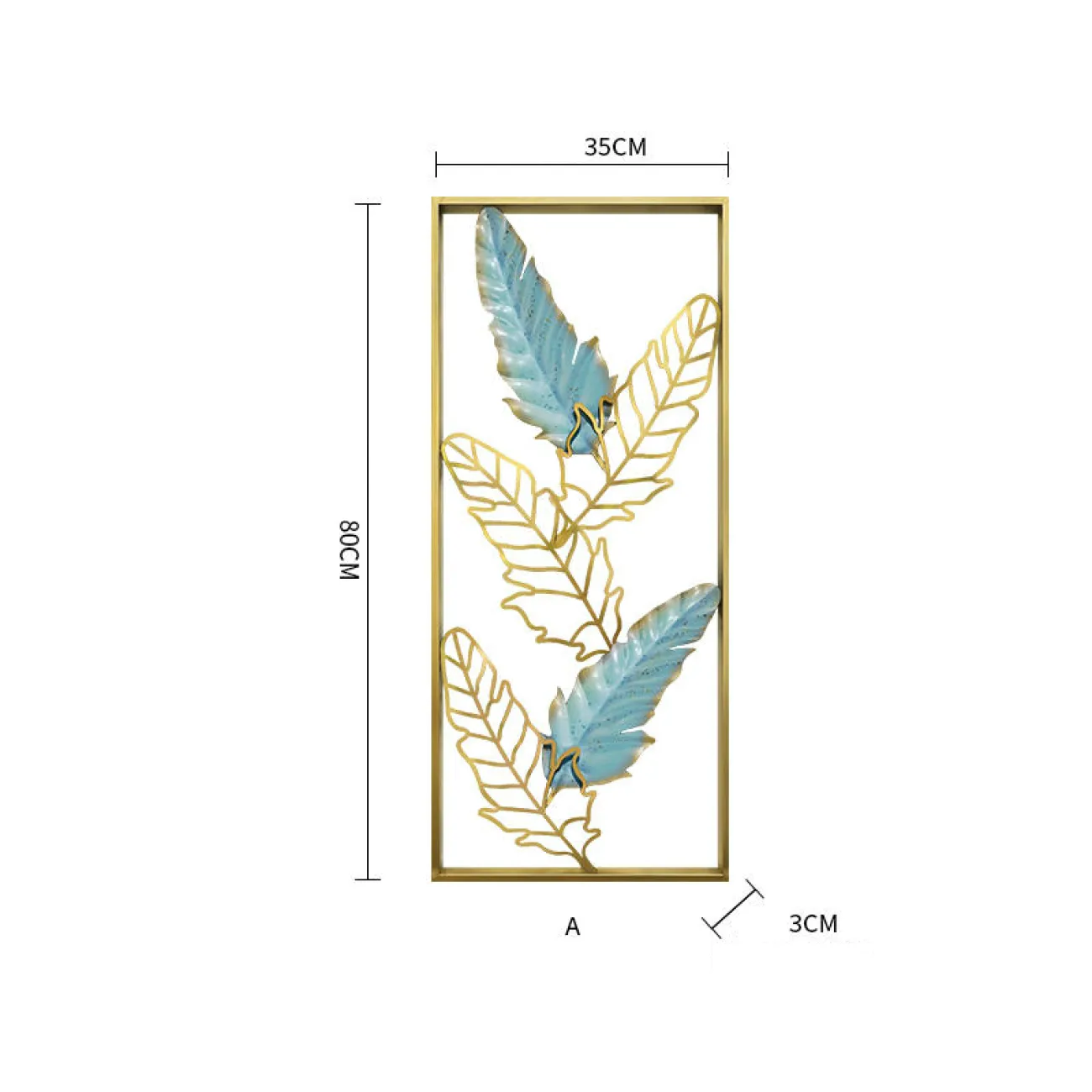 Дизайнерский настенный декор листья в рамке LaLume-KKK00346