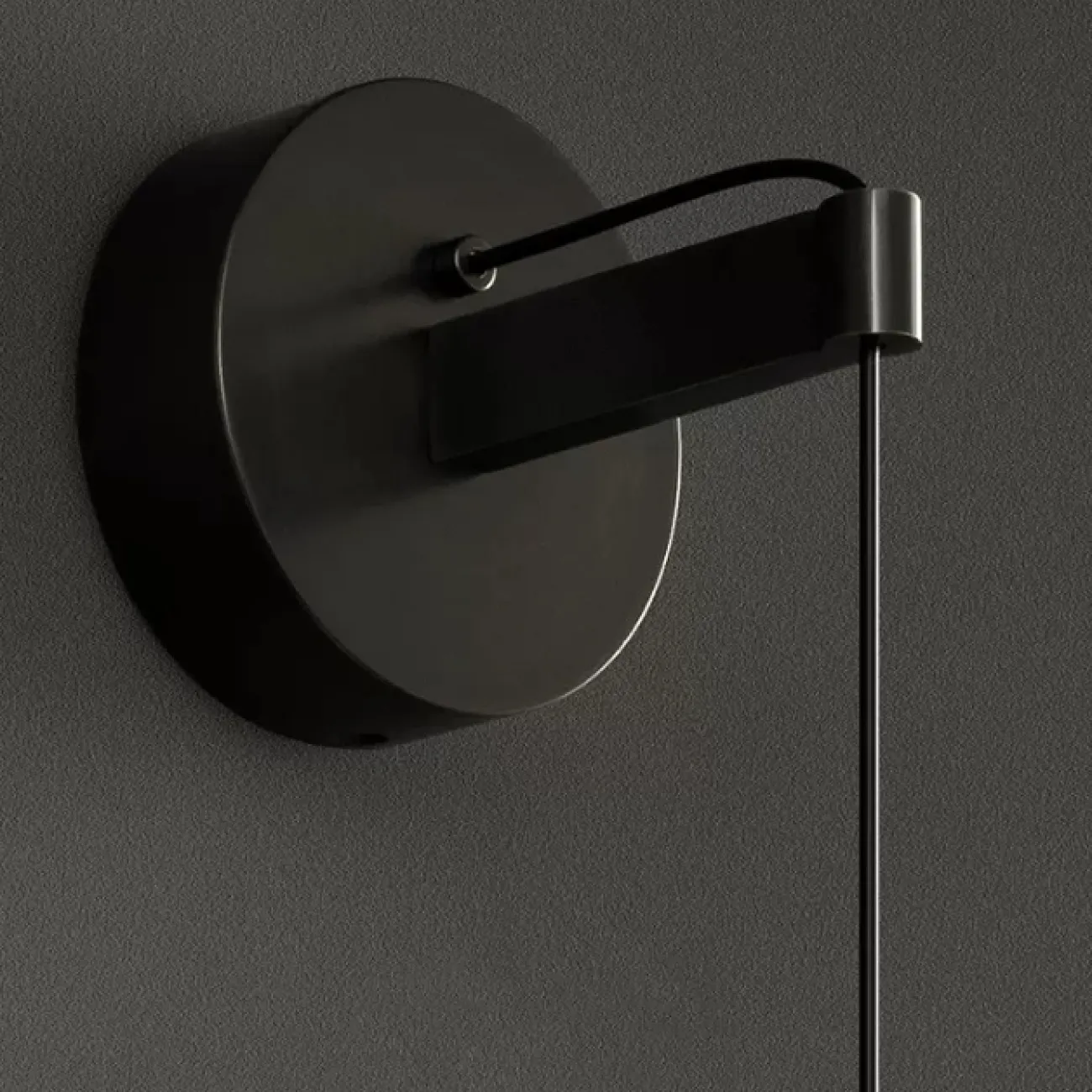 Настенный светодиодный светильник с вытянутым цилиндрическим корпусом на подвесе с круглым креплением ASKER Black