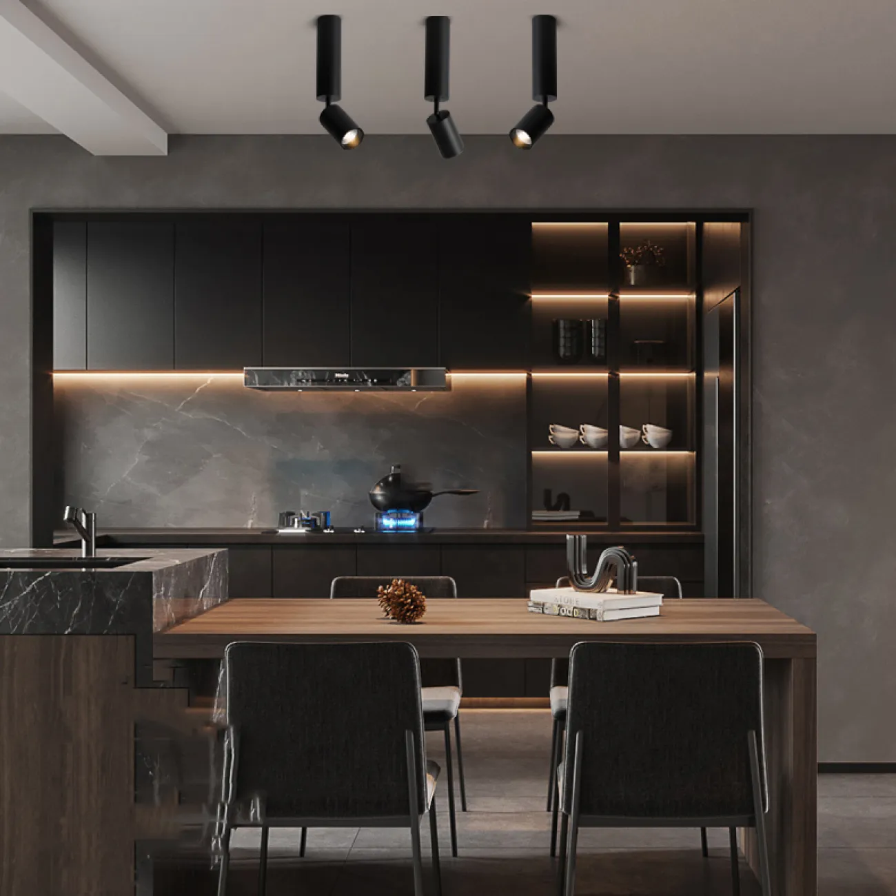 Серия точечных светодиодных светильников с поворотным цилиндрическим плафоном на выдвижной ножке NET H23 Black 3000К