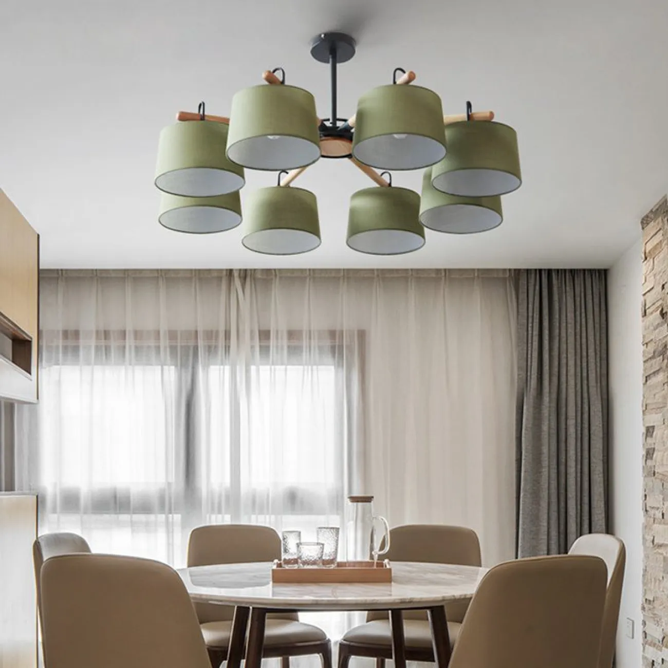 Потолочная люстра на штанге EVEN 8 Olive от ImperiumLoft
