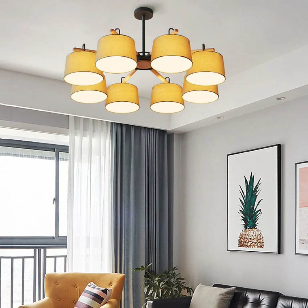 Потолочная люстра на штанге EVEN 8 Olive от ImperiumLoft