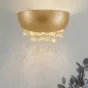 Настенный светодиодный светильник с хрустальными подвесками на основании в форме чаши с имитацией сусального золота ROALD