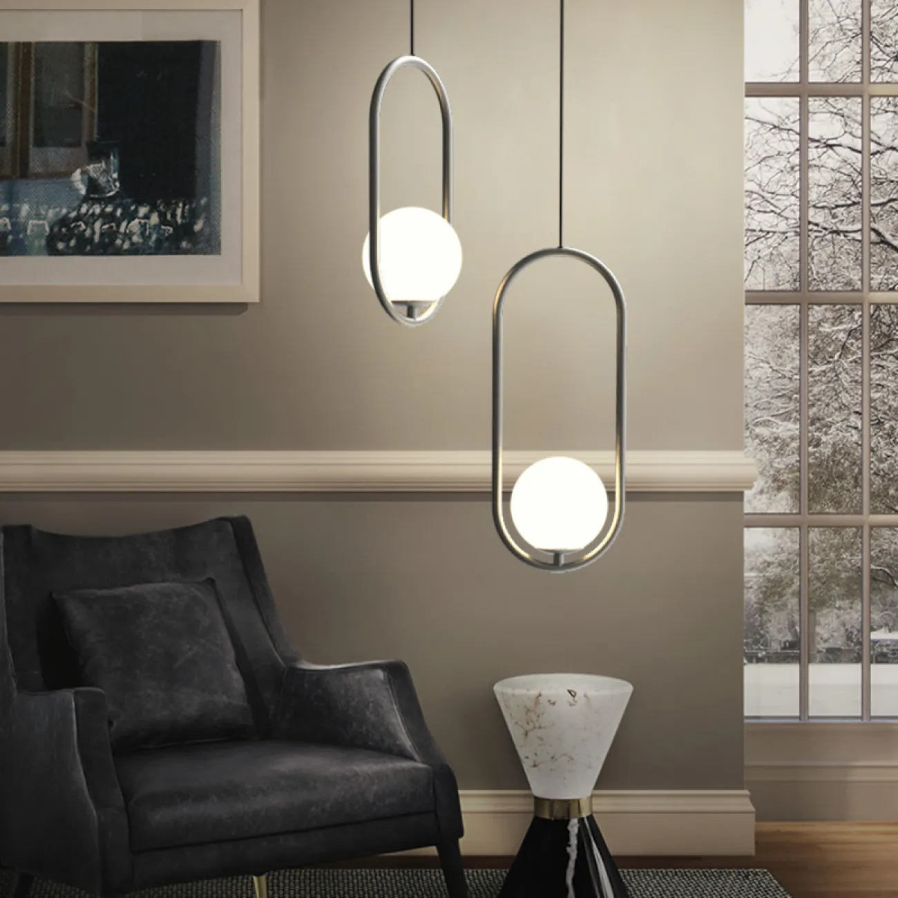 Подвесной светильник Matthew McCormick hoop 40 Chrome MILA Pendant от ImperiumLoft