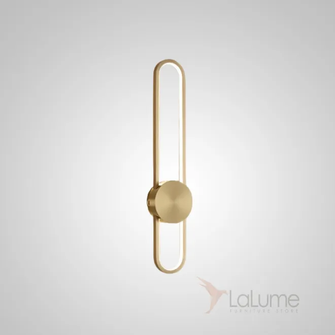 Серия настенных светодиодных светильников с латунным диском на вытянутом закольцованном корпусе HEIDY L H60 Brass