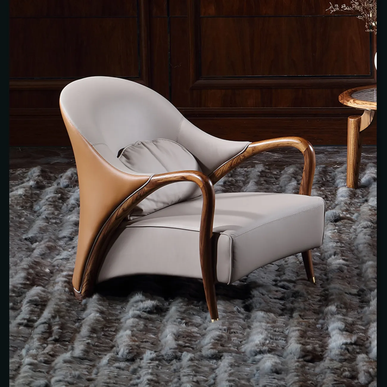 Кожаное кресло для отдыха из массива дерева KASKOM 37298-29 Кожаное кресло для отдыха из массива дерева KASKOM 37298-29