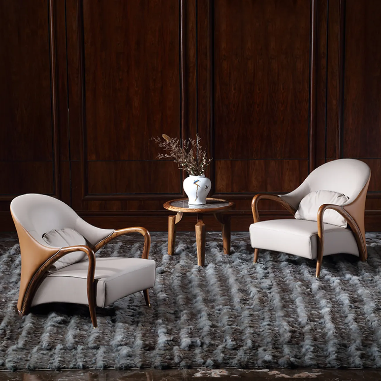 Кожаное кресло для отдыха из массива дерева KASKOM 37298-29 Кожаное кресло для отдыха из массива дерева KASKOM 37298-29