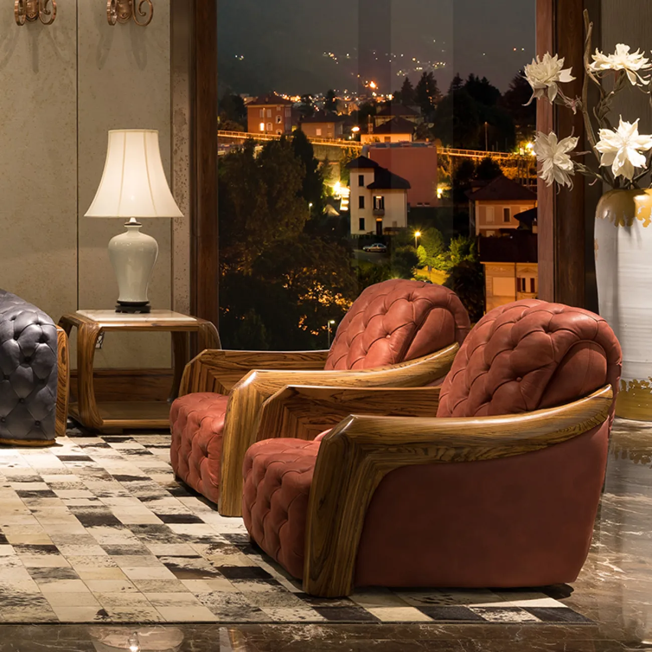 Роскошное кожаное кресло из массива дерева KASKOM 37299-29