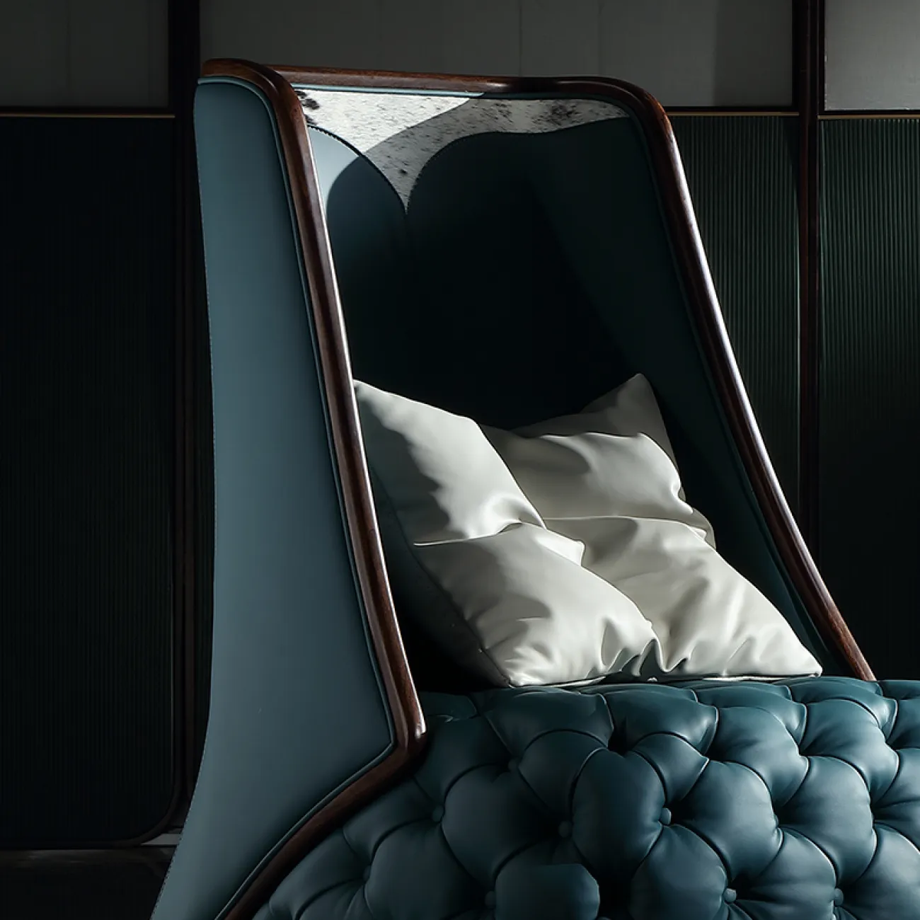 Кожаное кресло для отдыха Из черного дерева с высокой спинкой KASKOM 37300-29