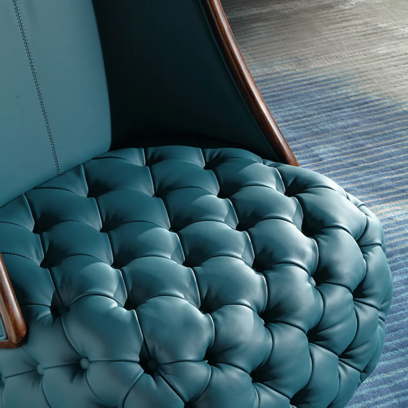 Кожаное кресло для отдыха Из черного дерева с высокой спинкой KASKOM 37300-29