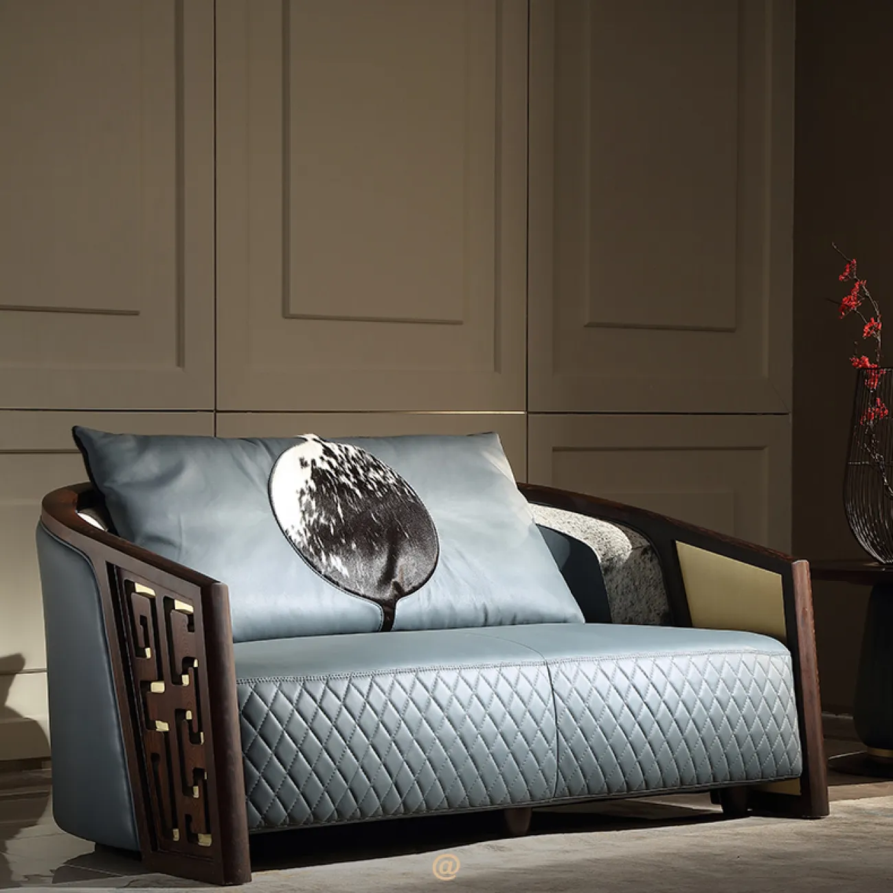  Кожаный диван из массива дерева KASKOM 37303-29