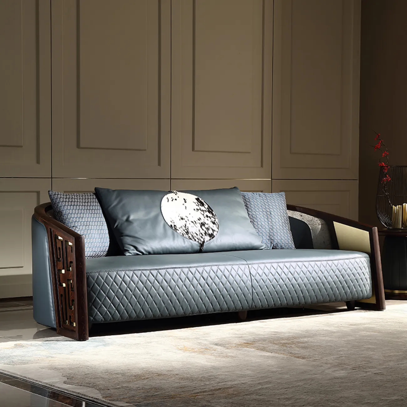  Кожаный диван из массива дерева KASKOM 37303-29