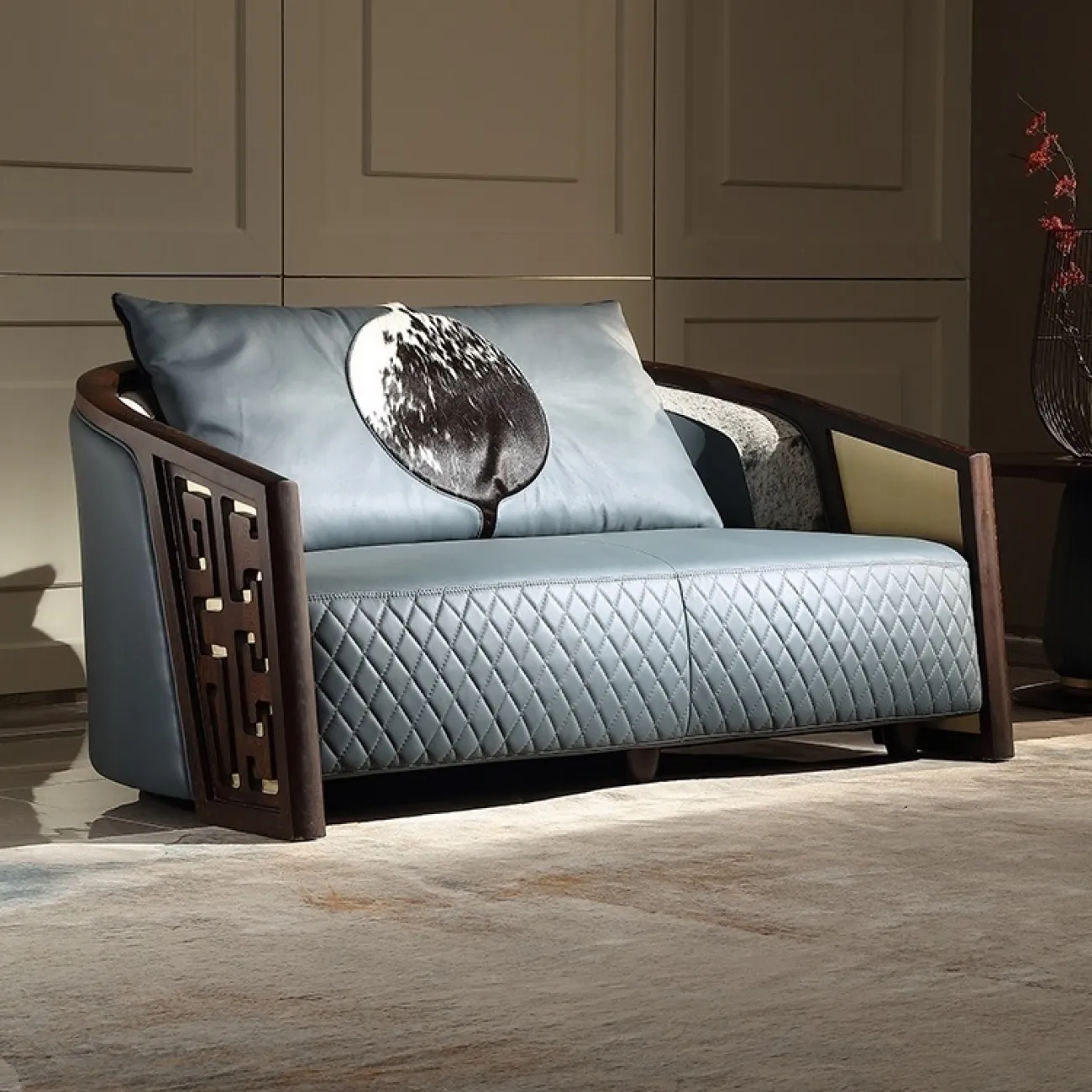  Кожаный диван из массива дерева KASKOM 37303-29