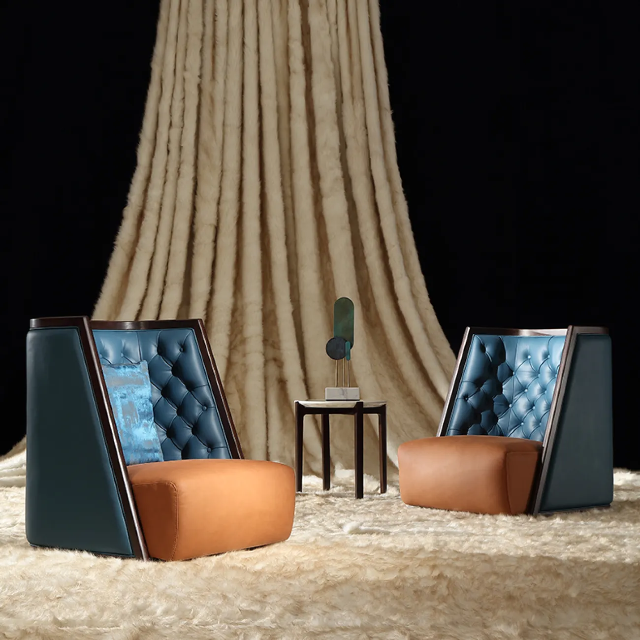 Кресло из массива чёрного дерева с высокой спинкой KASKOM 37305-29