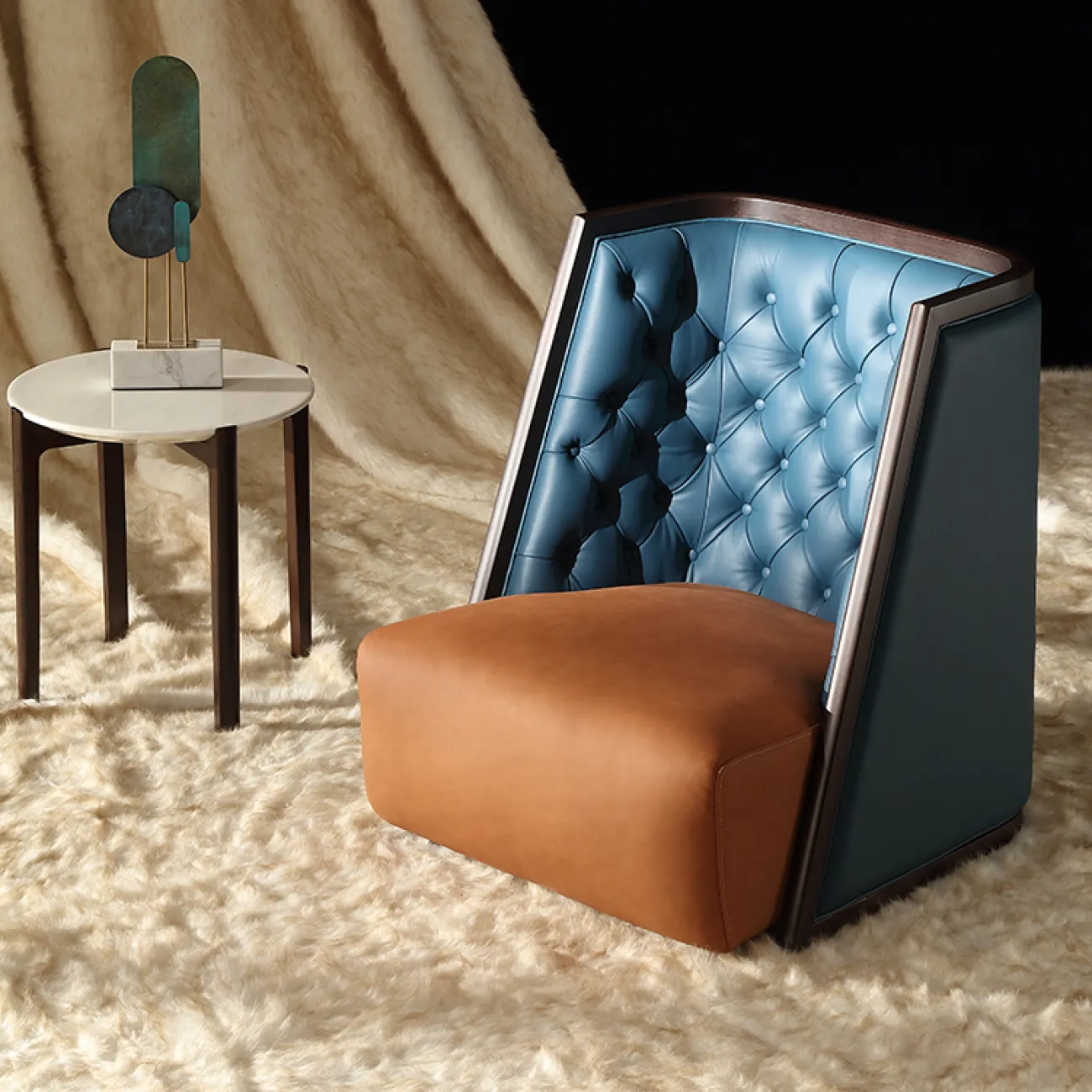 Кресло из массива чёрного дерева с высокой спинкой KASKOM 37305-29