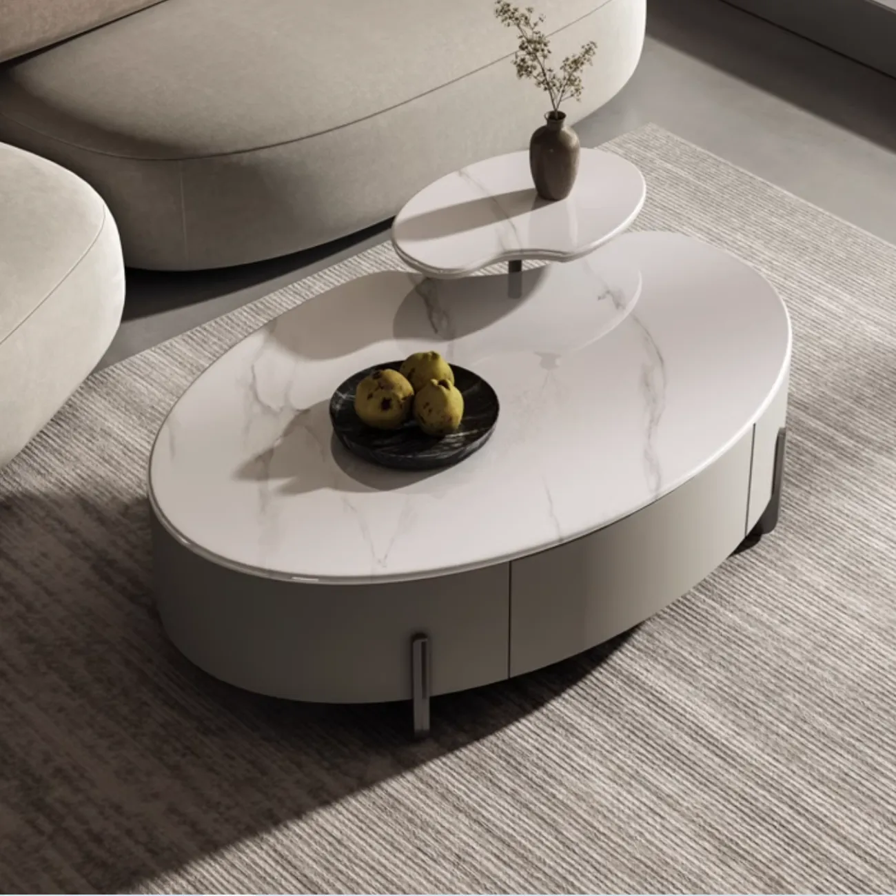 Дизайнерский мраморный журнальный столик специальной формы KBOOS 35649-29 Дизайнерский мраморный журнальный столик специальной формы KBOOS 35649-29