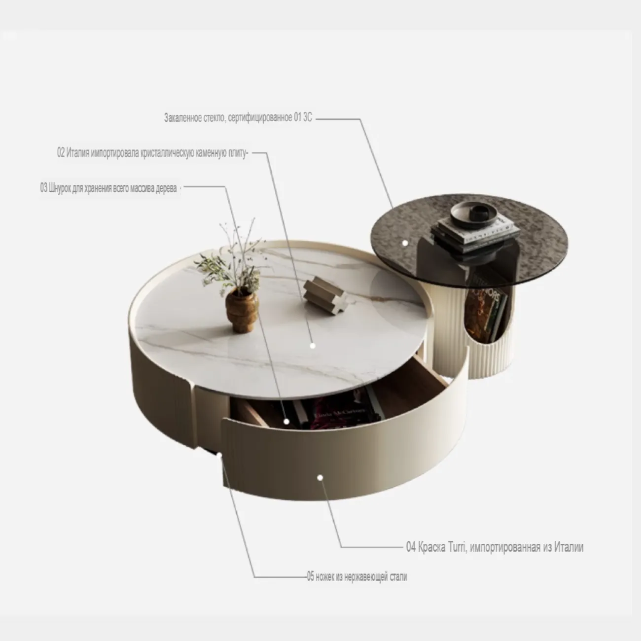 Круглый журнальный столик с KBOOS 35650-29 Круглый журнальный столик с KBOOS 35650-29