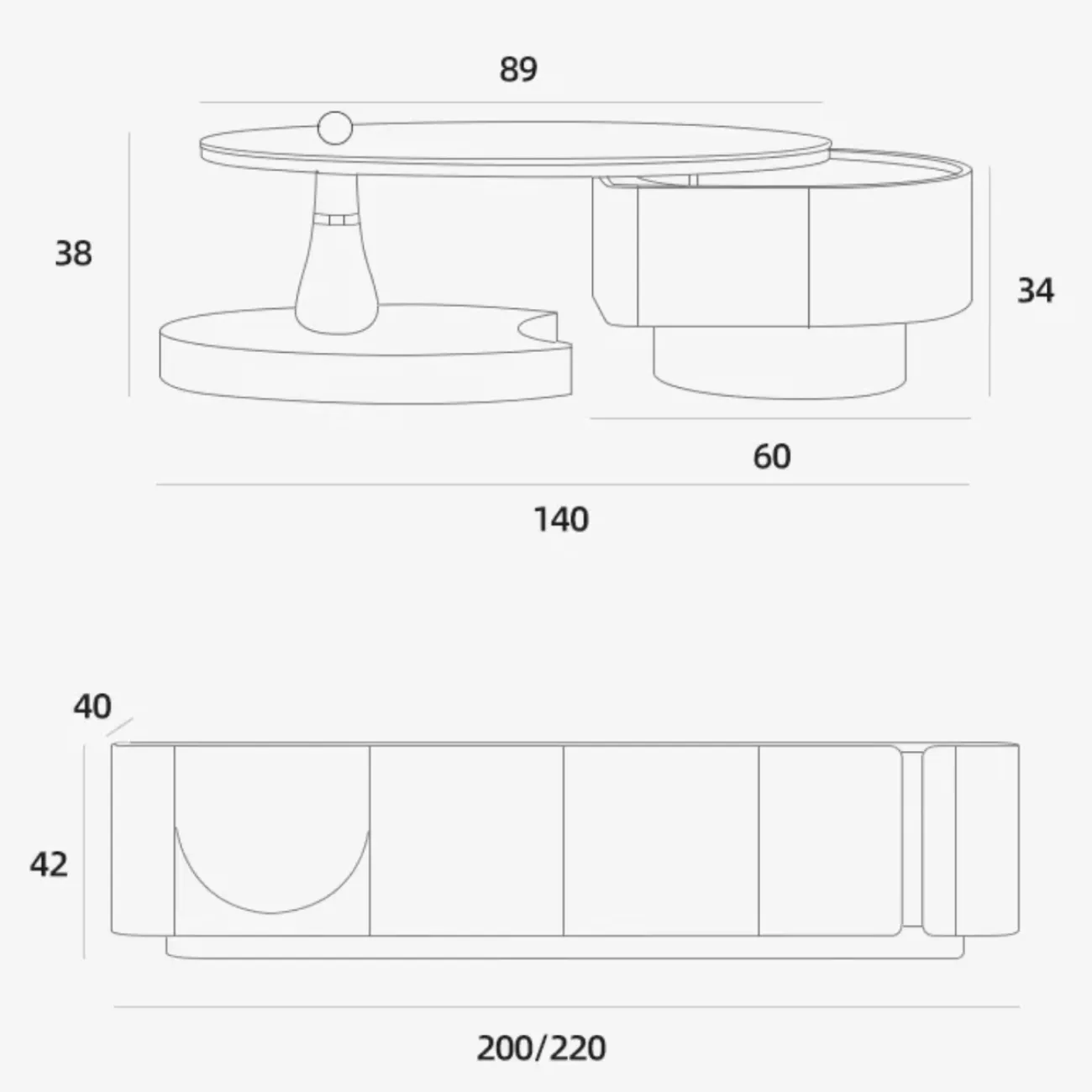 Кожаный шкаф для телевизора в стиле ваби-саби и журнальный столик KBOOS 35651-29