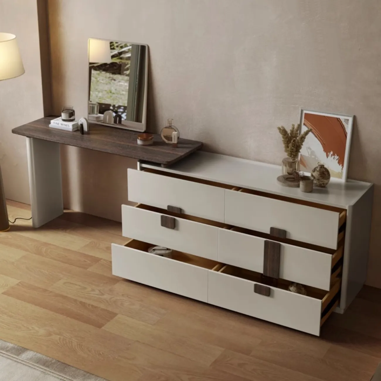 Дизайнерский выдвижной угловой туалетный столик встроенный шкаф KBOOS 35655-29