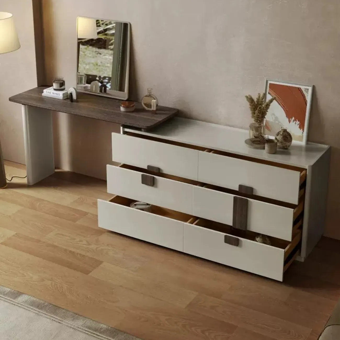 Дизайнерский выдвижной угловой туалетный столик встроенный шкаф KBOOS 35655-29