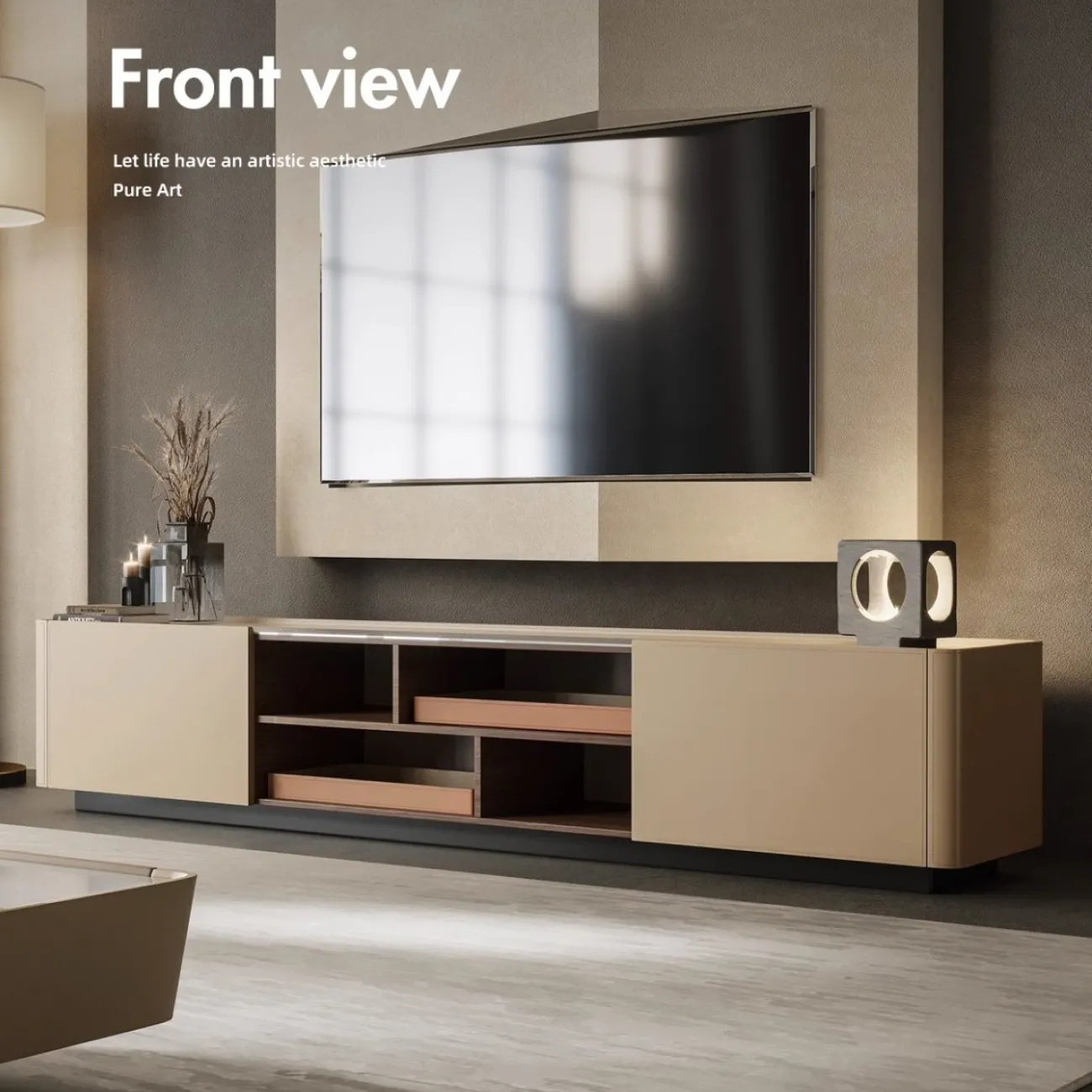 ТВ-шкаф и чайный столик из каменной плиты, седельной кожи KBOOS 35665-29