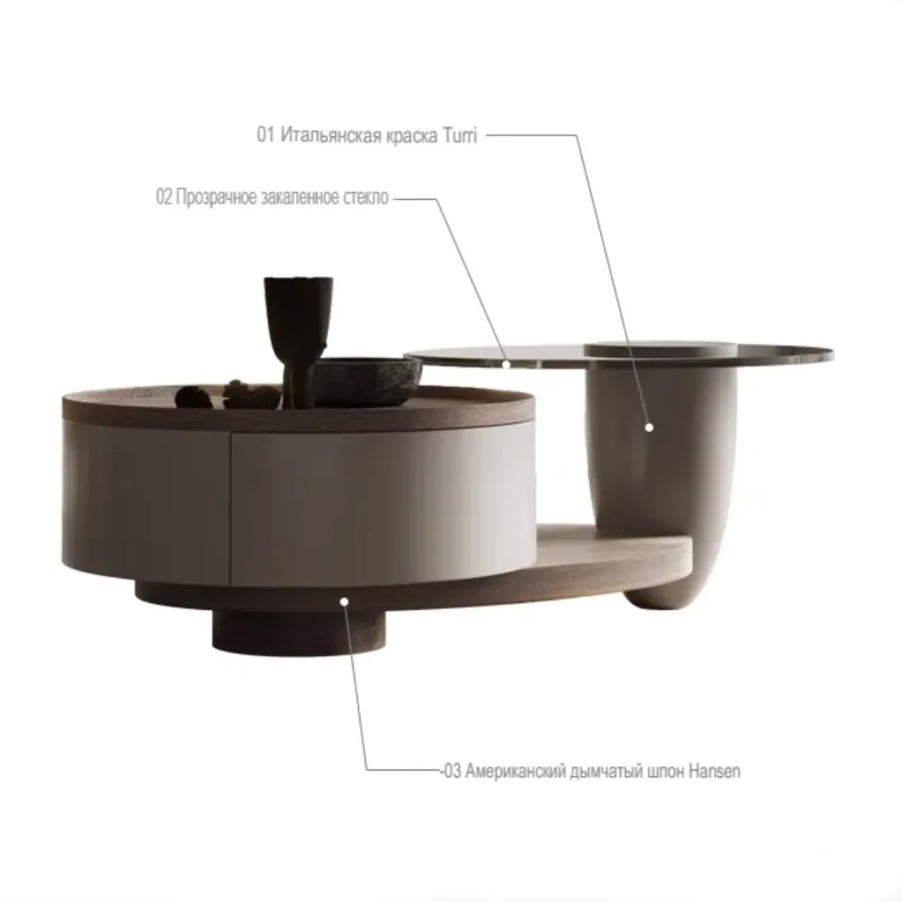 Круглый журнальный столик из закаленного стекла KBOOS 35666-29 Круглый журнальный столик из закаленного стекла KBOOS 35666-29