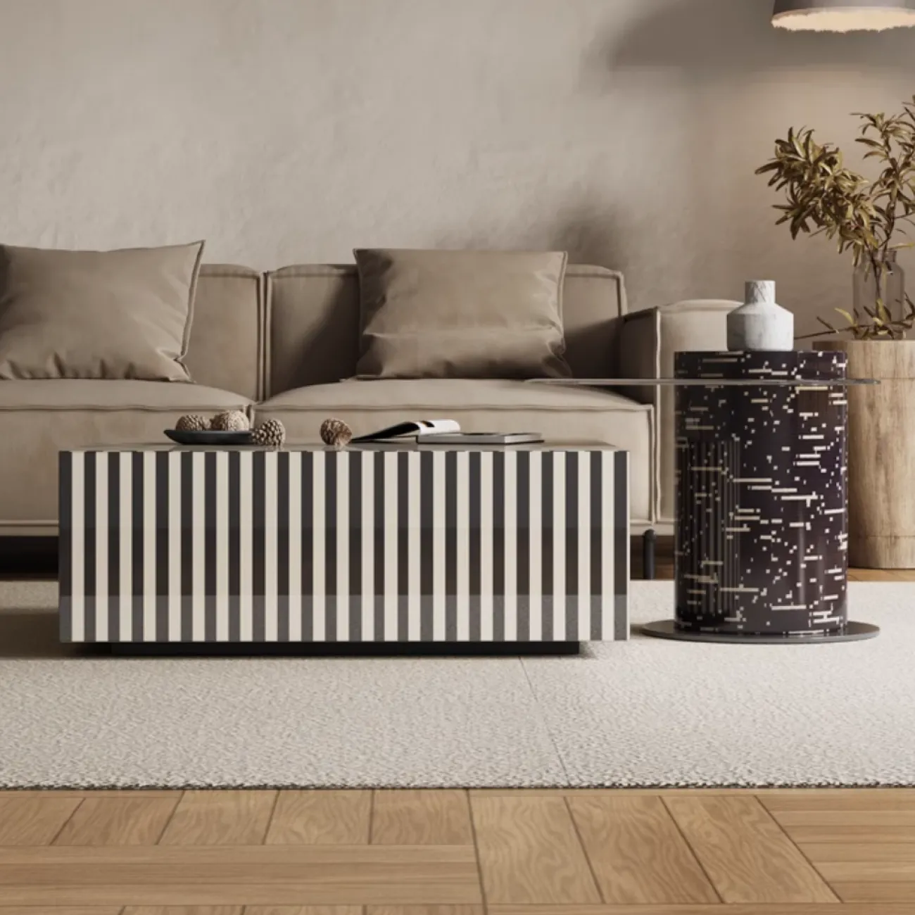 Дизайнерский журнальный столик в полоску под зебру KBOOS 35667-29 Дизайнерский журнальный столик в полоску под зебру KBOOS 35667-29