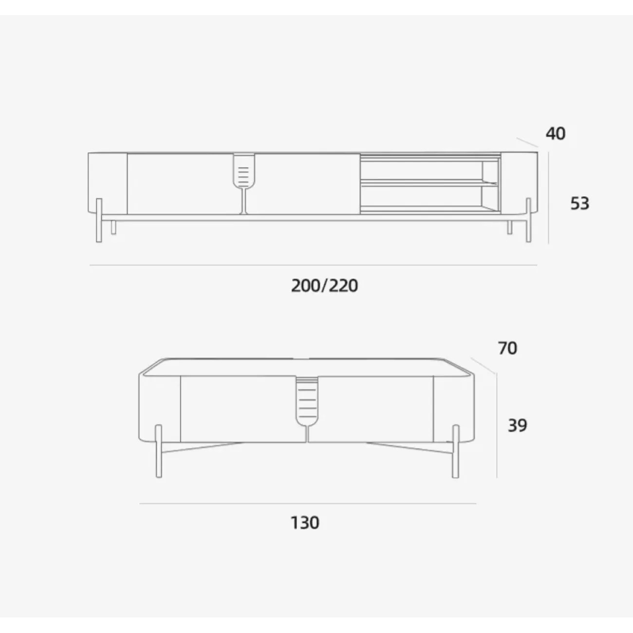 Комод под ТВ из седельной кожи и каменной плиты KBOOS 35672-29