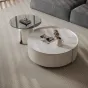 Круглый кожаный журнальный столик из каменной плиты KBOOS 35674-29