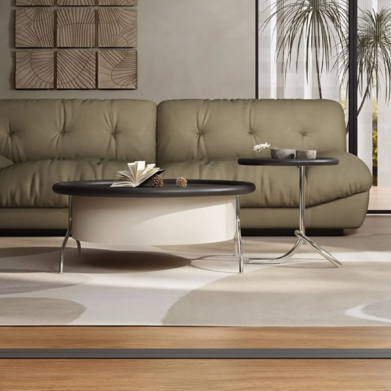 Роскошный круглый журнальный столик из массива дерева KBOOS 35770-29 Роскошный круглый журнальный столик из массива дерева KBOOS 35770-29