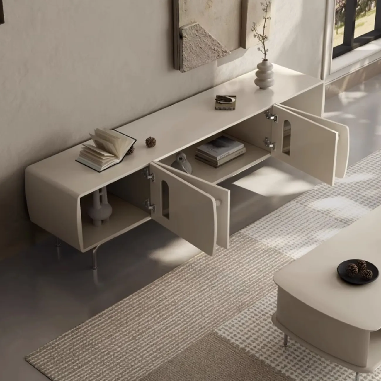 Роскошная ТВ тумба из массива дерева KBOOS 35773-29