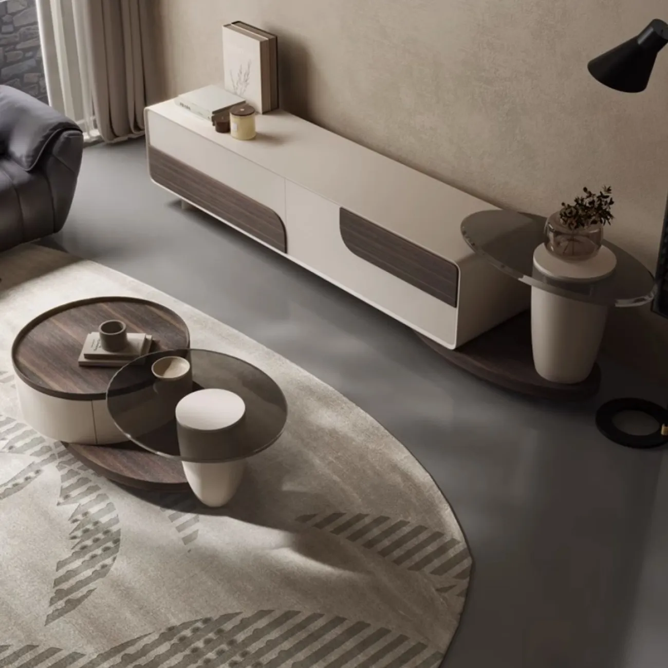 Дизайнерская тумба под телевизор в стиле Ваби-саби KBOOS 35776-29