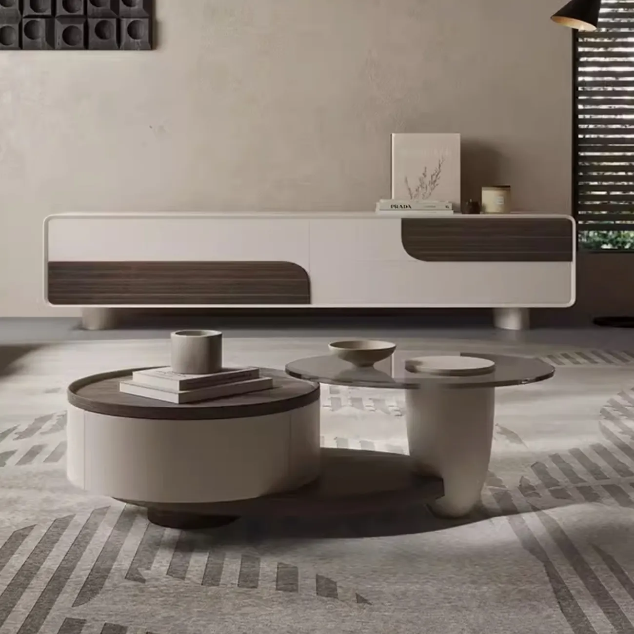 Дизайнерская тумба под телевизор в стиле Ваби-саби KBOOS 35776-29