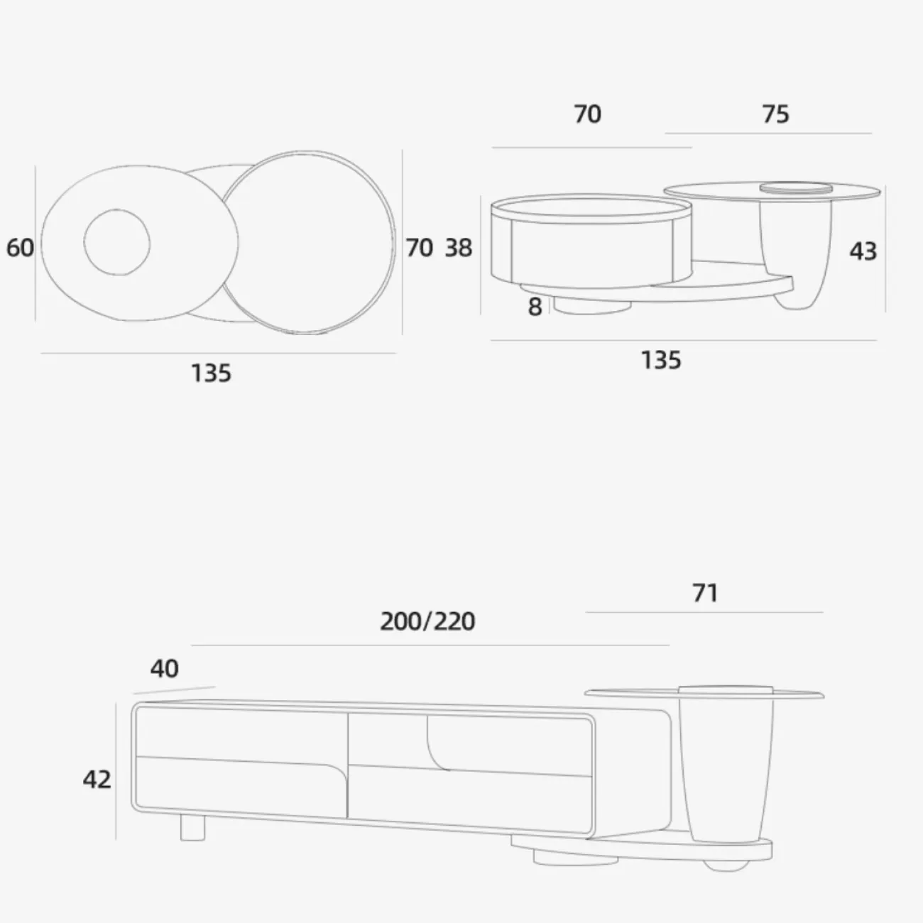 Дизайнерская тумба под телевизор в стиле Ваби-саби KBOOS 35776-29