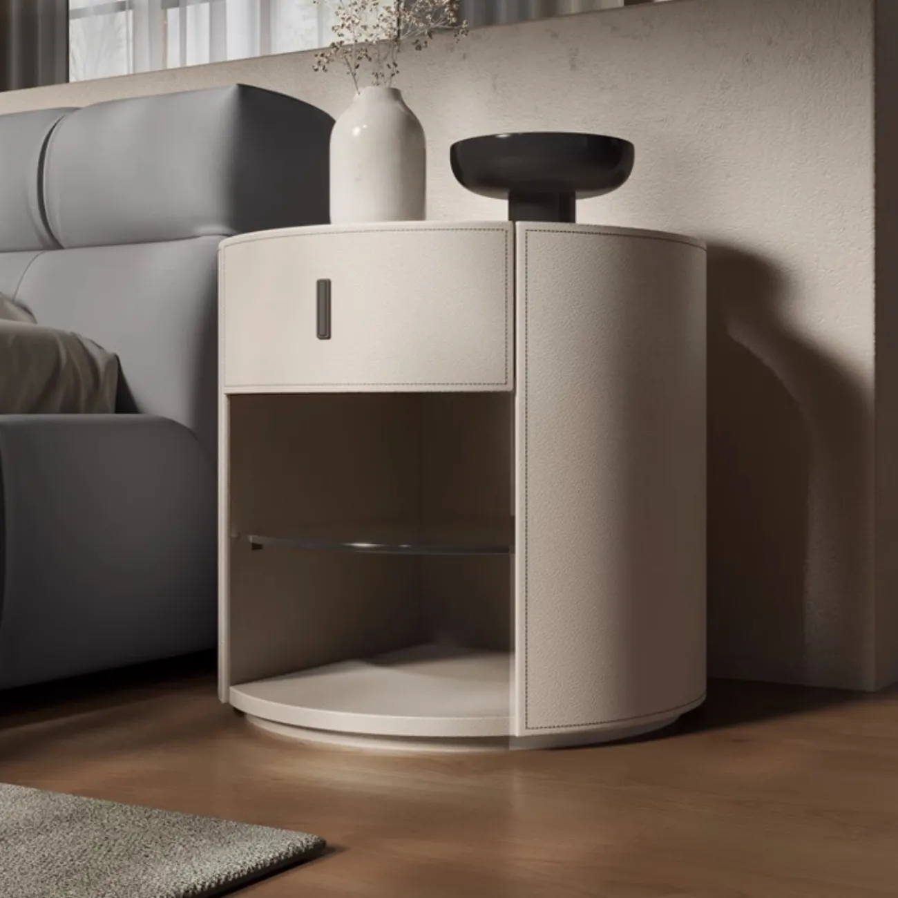 Прикроватная тумбочка из седельной кожи KBOOS 35777-29