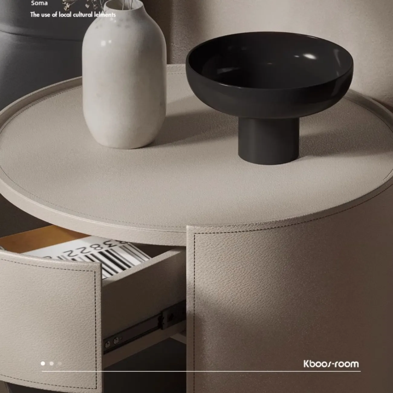 Прикроватная тумбочка из седельной кожи KBOOS 35777-29