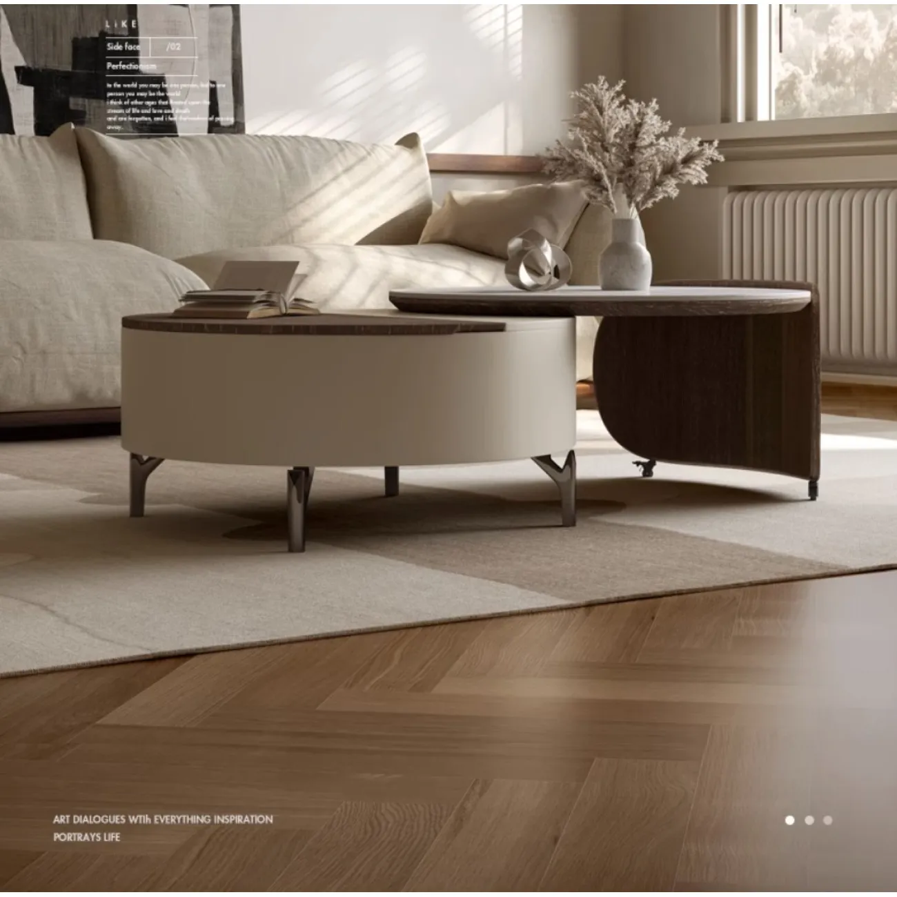 Креативный выдвижной журнальный столик из каменной плиты KBOOS 35779-29 Креативный выдвижной журнальный столик из каменной плиты KBOOS 35779-29