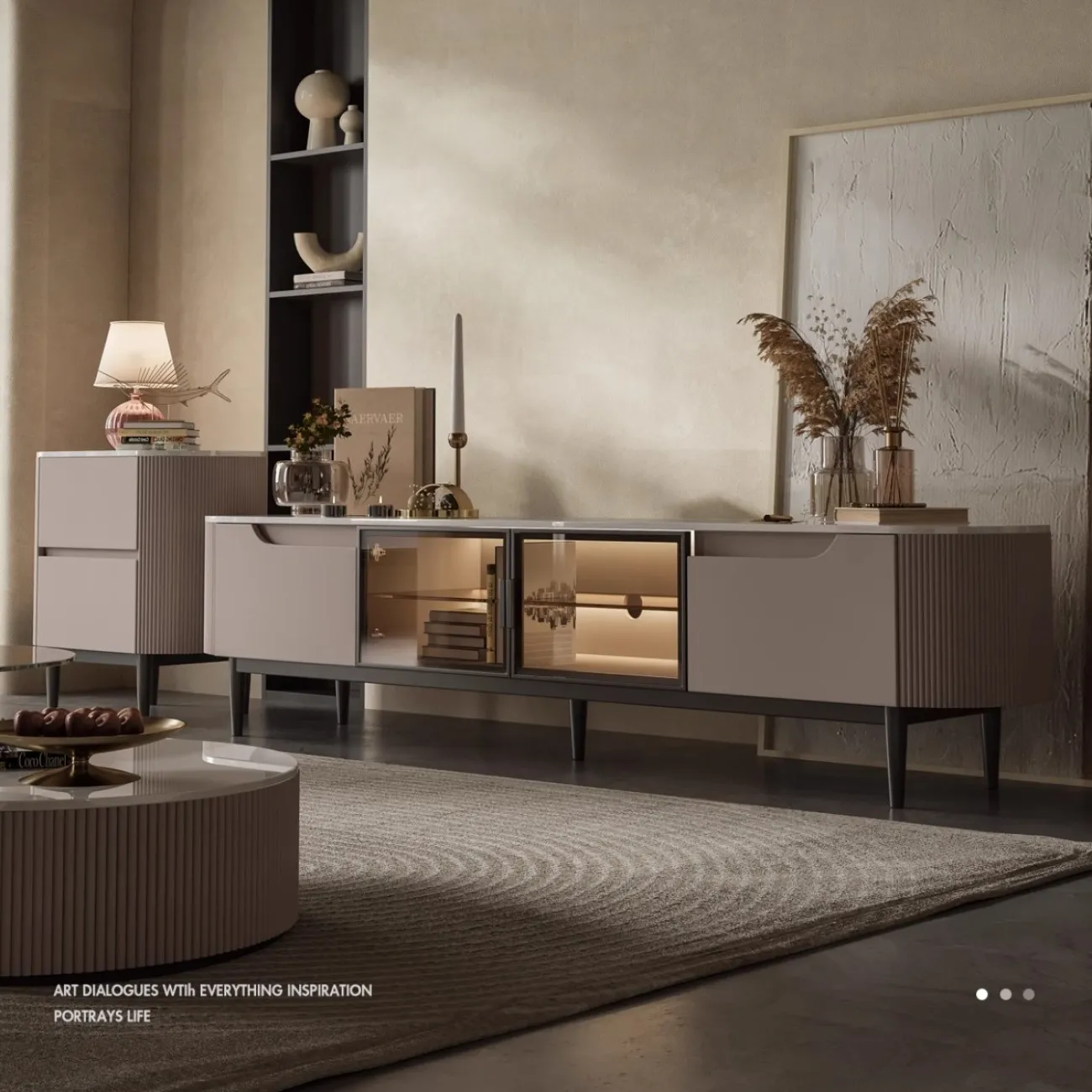 Роскошный ТВ-шкаф с каменной плитой KBOOS 35780-29