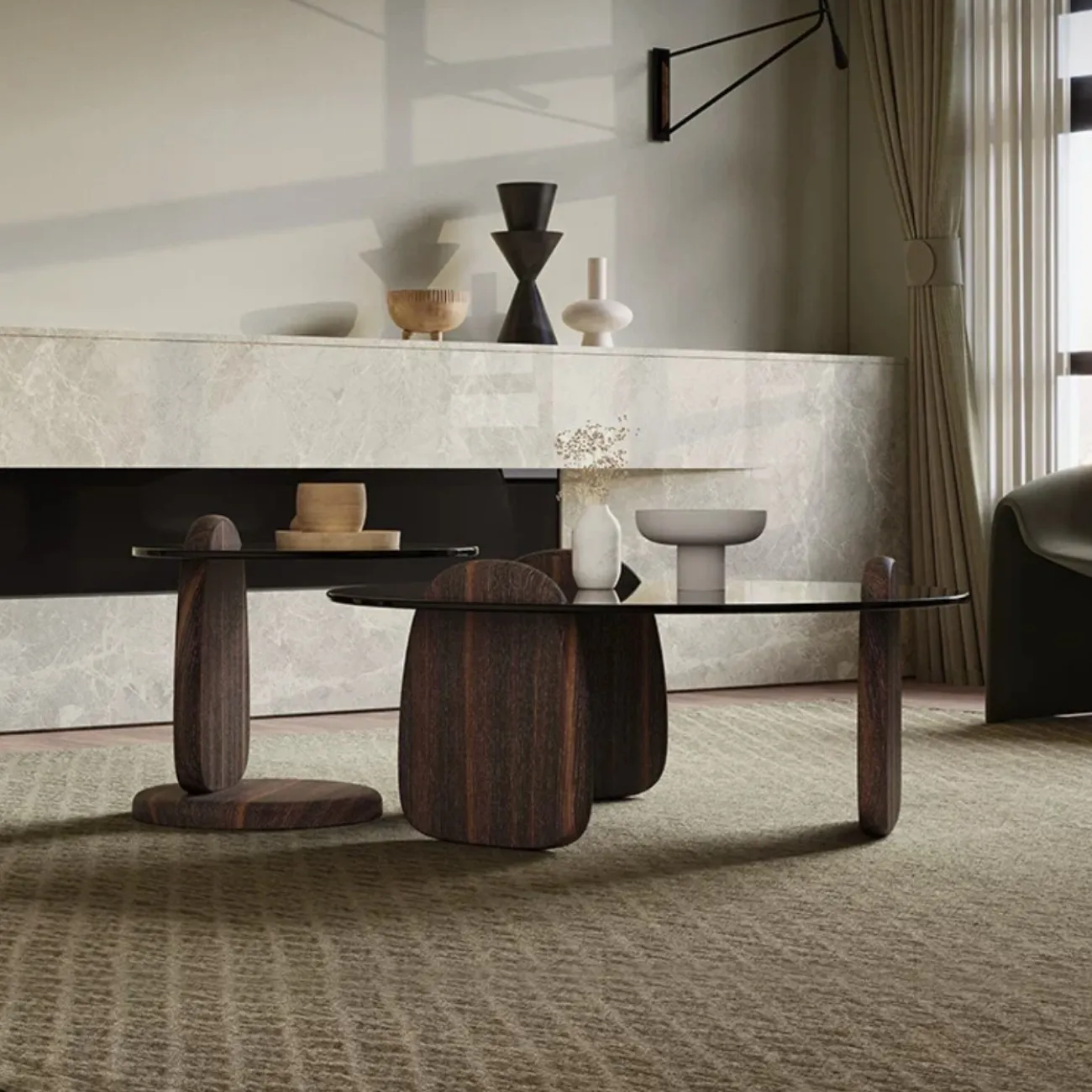 Роскошный стеклянный круглый журнальный столик KBOOS 35781-29 Роскошный стеклянный круглый журнальный столик KBOOS 35781-29