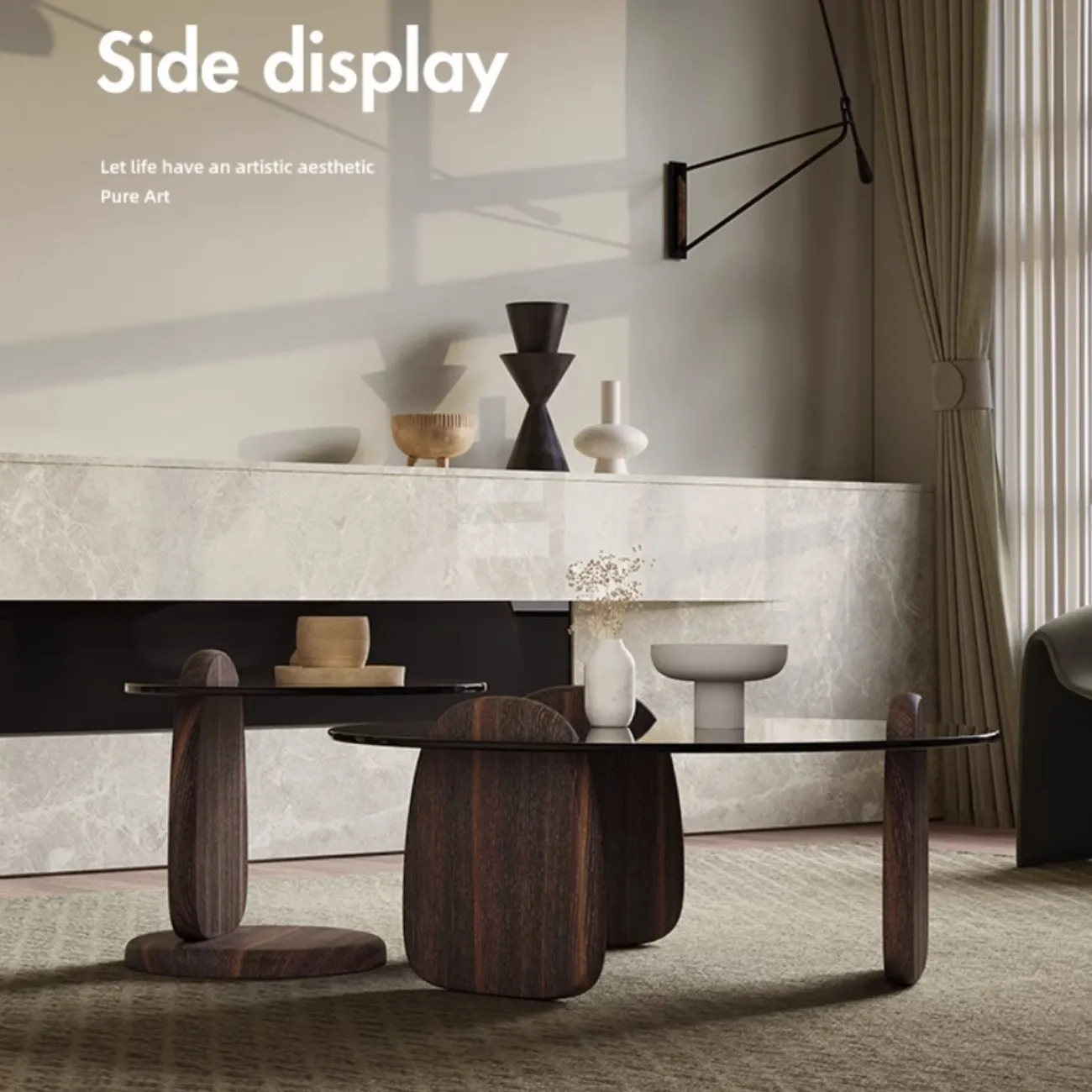 Роскошный стеклянный круглый журнальный столик KBOOS 35781-29 Роскошный стеклянный круглый журнальный столик KBOOS 35781-29