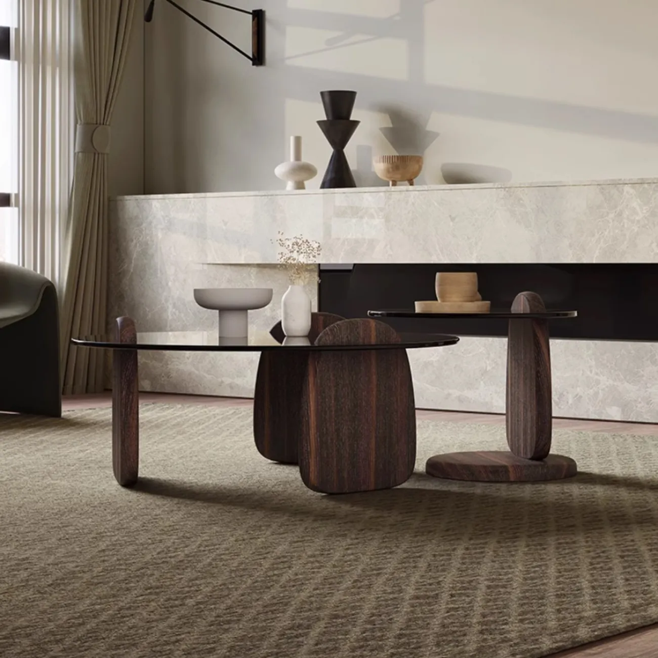 Роскошный стеклянный круглый журнальный столик KBOOS 35781-29 Роскошный стеклянный круглый журнальный столик KBOOS 35781-29