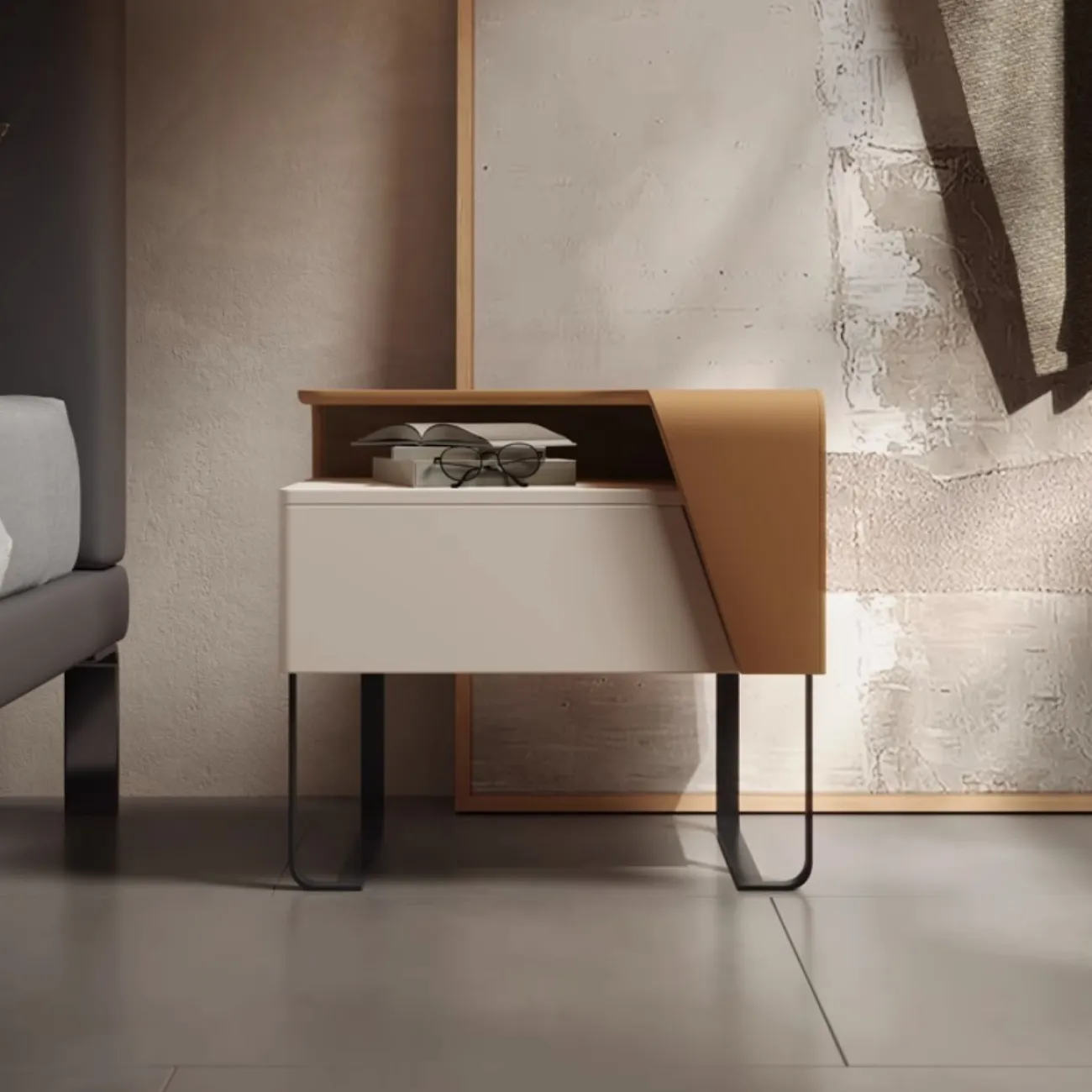 Современная прикроватная тумбочка из седельной кожи KBOOS 35782-29