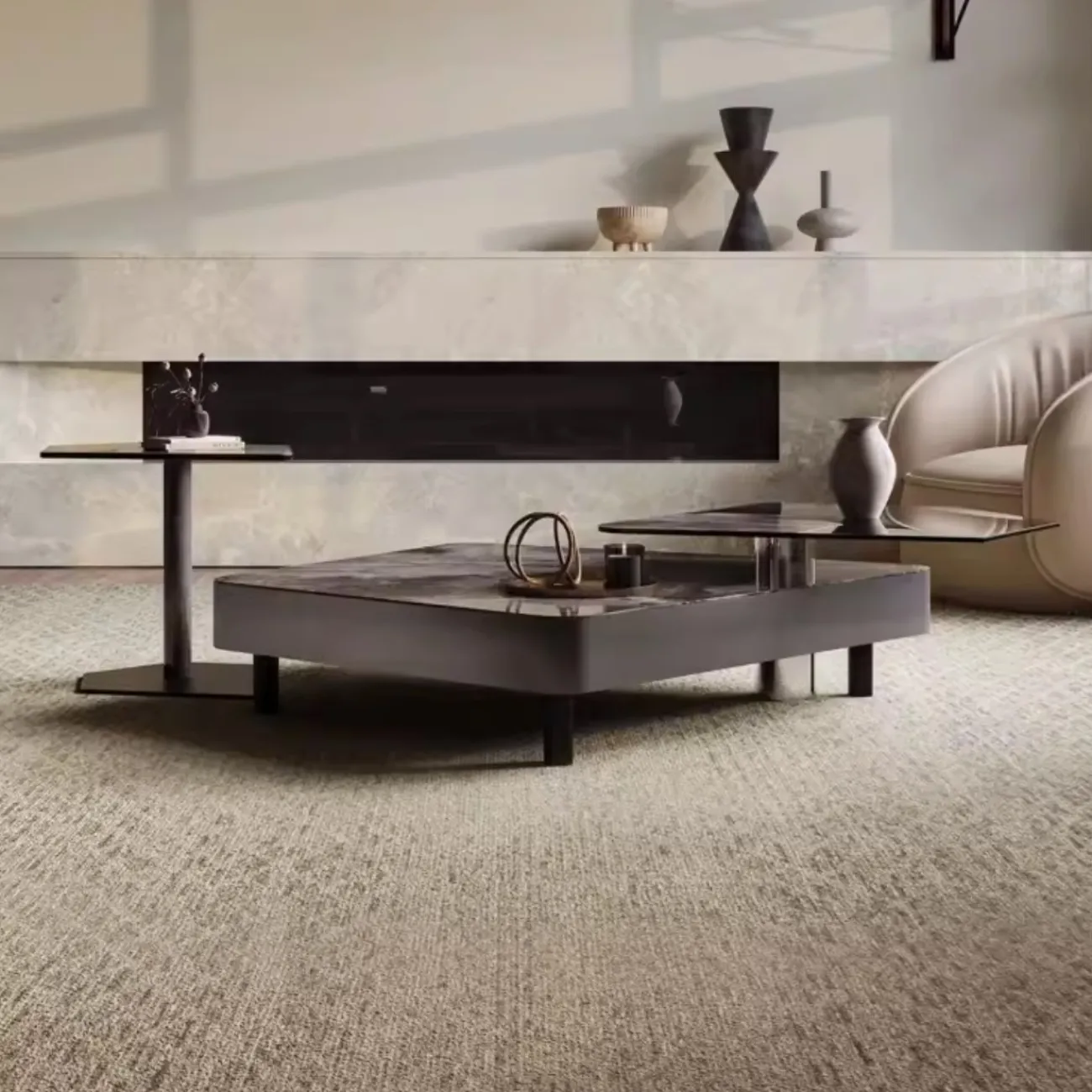 Роскошный журнальный столик особой формы из каменной плиты KBOOS 35784-29 Роскошный журнальный столик особой формы из каменной плиты KBOOS 35784-29