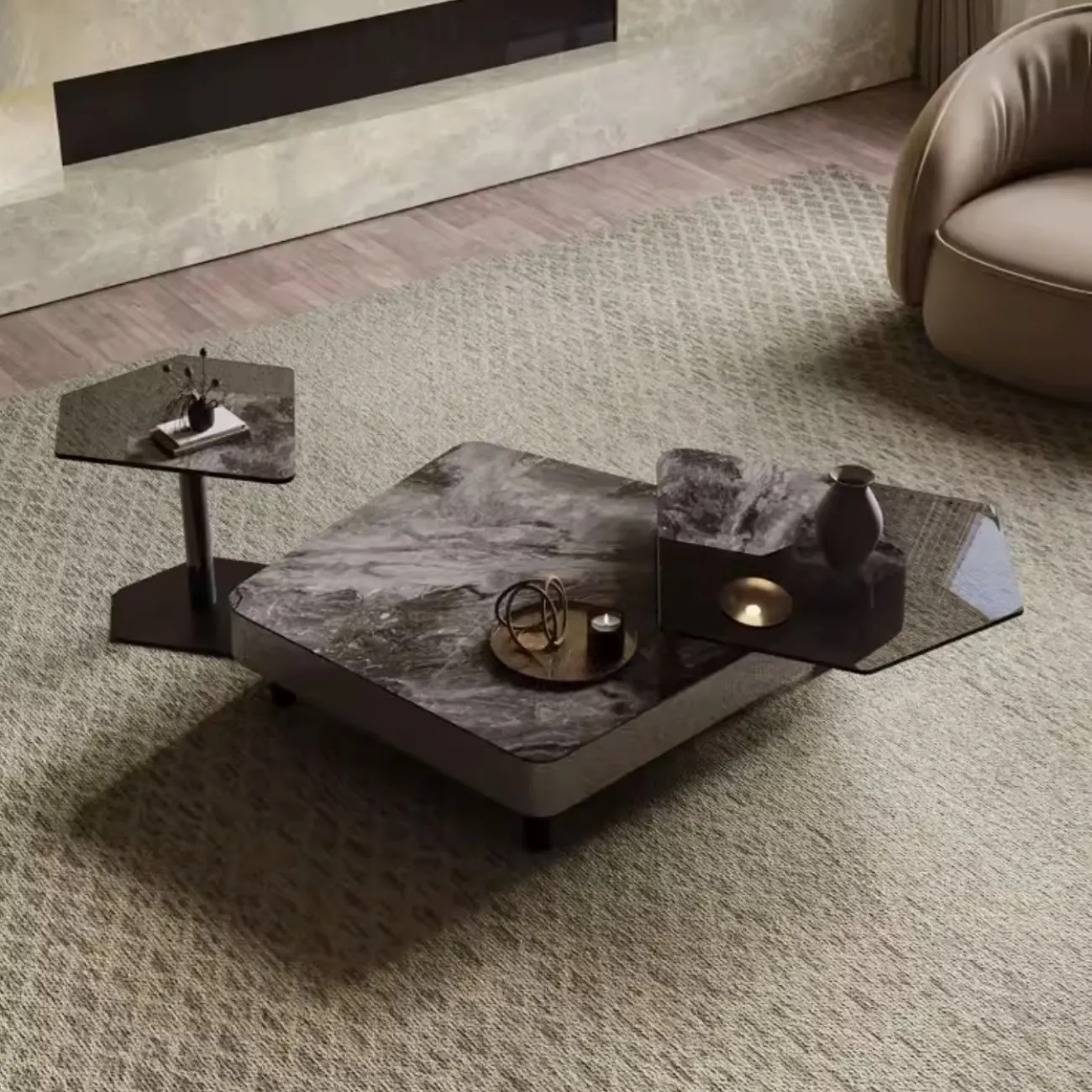 Роскошный журнальный столик особой формы из каменной плиты KBOOS 35784-29 Роскошный журнальный столик особой формы из каменной плиты KBOOS 35784-29