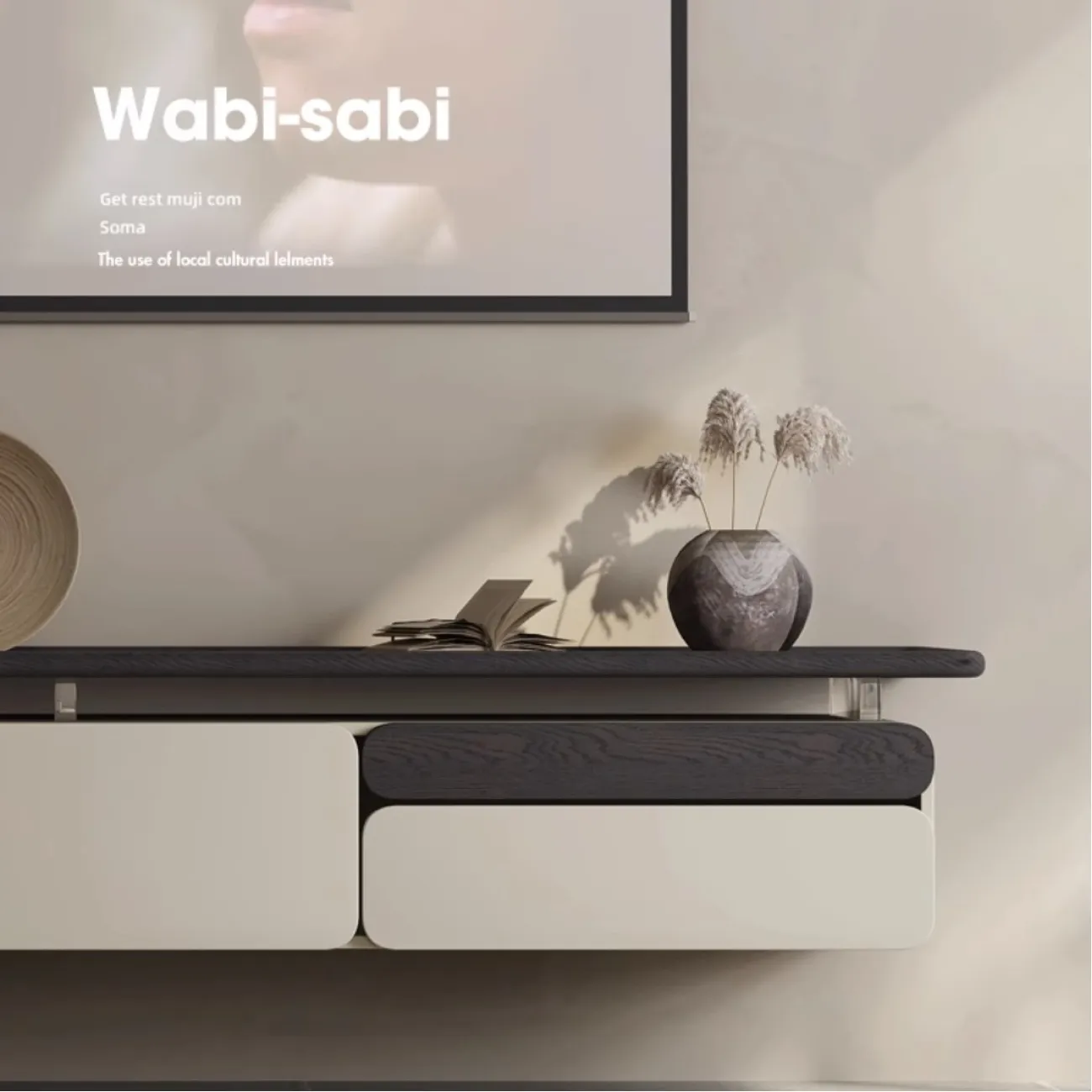 Подвесной шкаф под телевизор из массива дерева KBOOS 35785-29