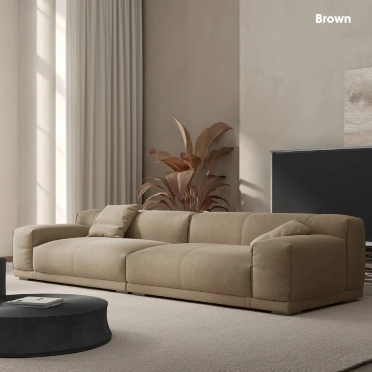 Прямой тканевый диван в стиле Ваби-саби KBOOS 35787-29 Прямой тканевый диван в стиле Ваби-саби KBOOS 35787-29